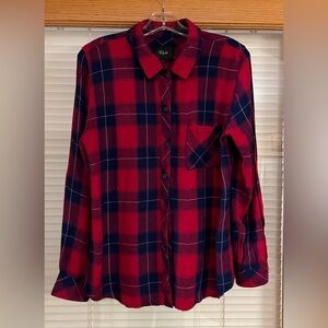 Rails Hunter Ruby/Navy Check Flannel Button Down Shirt